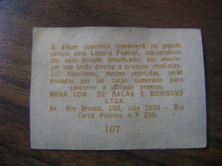 1959 Balas Noras #167 -Back (Nora Com De Balas E Bombons Ltda)
