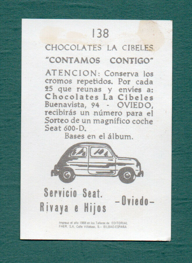 1968 Cibeles Contamos Contigo FHER Pele -Back (Spain)