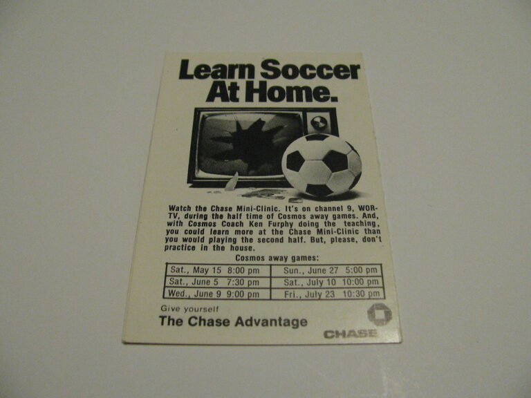 1976 New York Cosmos Pocket Schedule - Type 2 -Back - Chase Learn Soccer at Home Back