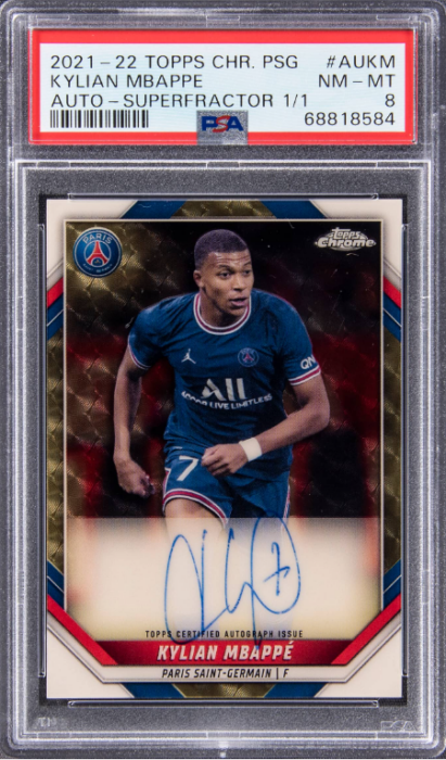 2021-22 Topps Chrome Paris Saint-Germain Autographs SuperFractor #AU-KM Kylian Mbappe Signed Card - Front